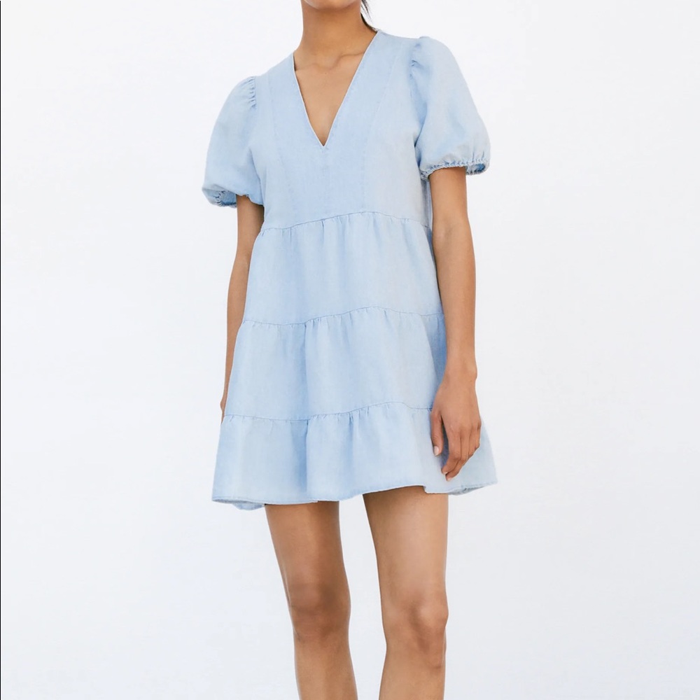 Zara NWT tiered linen blend dress